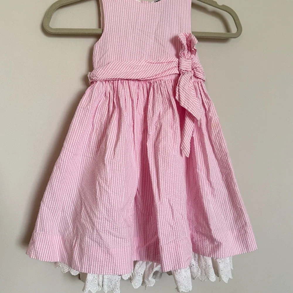 Ralph Lauren Girls Pink Seersucker Dress Size 4T
